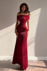 Chic Off Shoulder Bodycon Maxi Hem Prom Dress