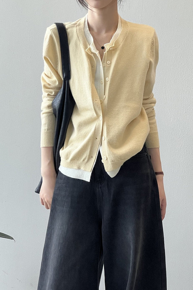 Color Block Layered Cardigan Yellow / One Size Main image