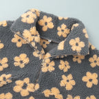 Floral Sherpa Quarter Zip Pullover Sweatshirt