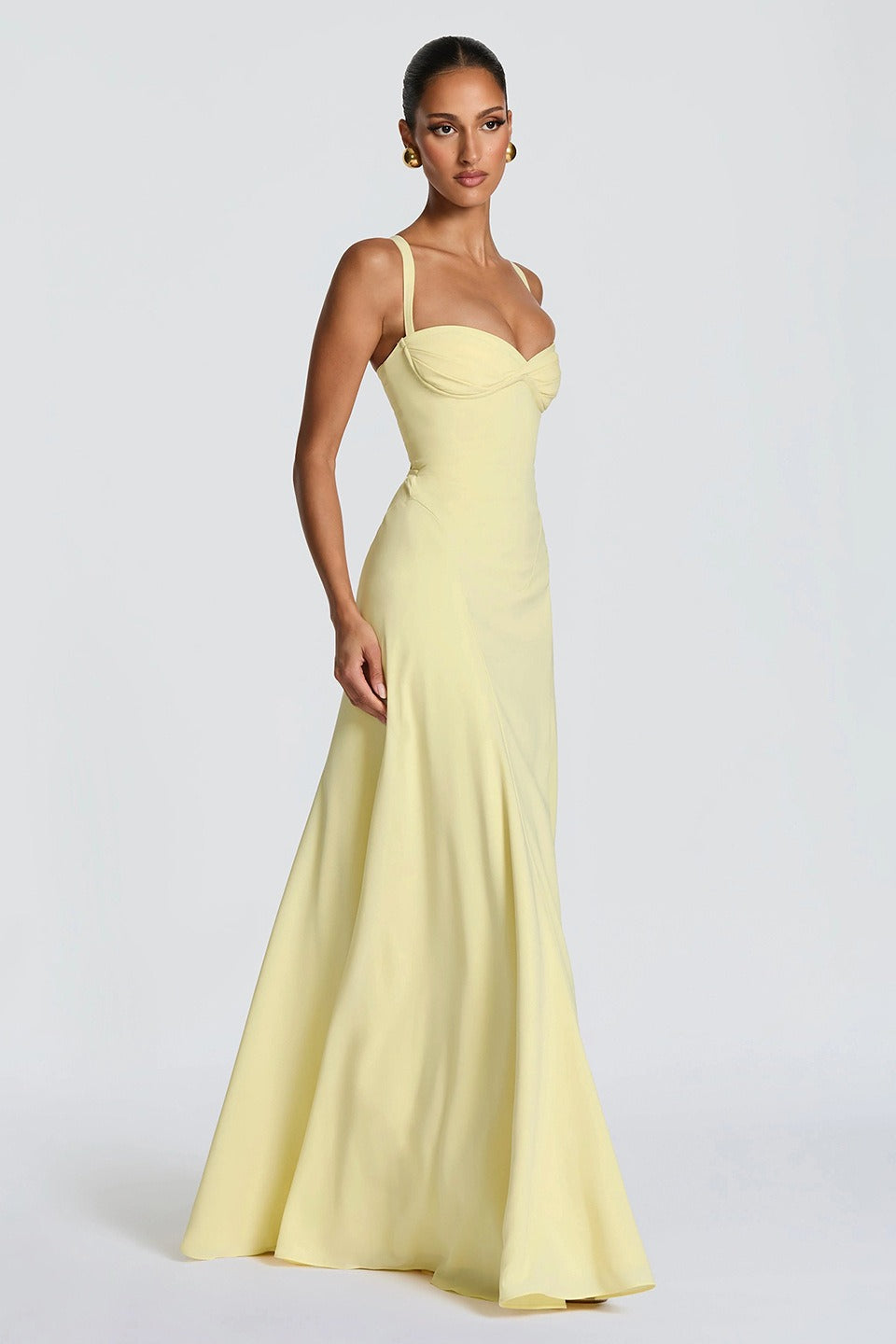 Cross Back Milk Silk Maxi Formal Dress