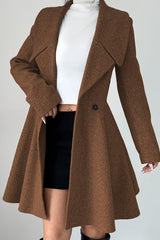 Waisted Dress Style Wool Blend Overcoat