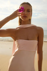 Satin Tie Front Strapless Elegant Prom Dress