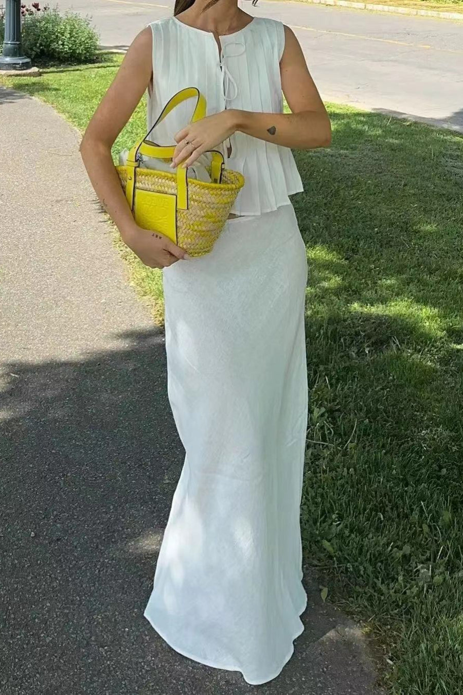 Chic Tie Strap Sleeveless Maxi Skirt Set