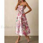 3D Bow Spaghetti Strap Midi Dress