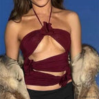 3D Floral Cut Out Crop Top