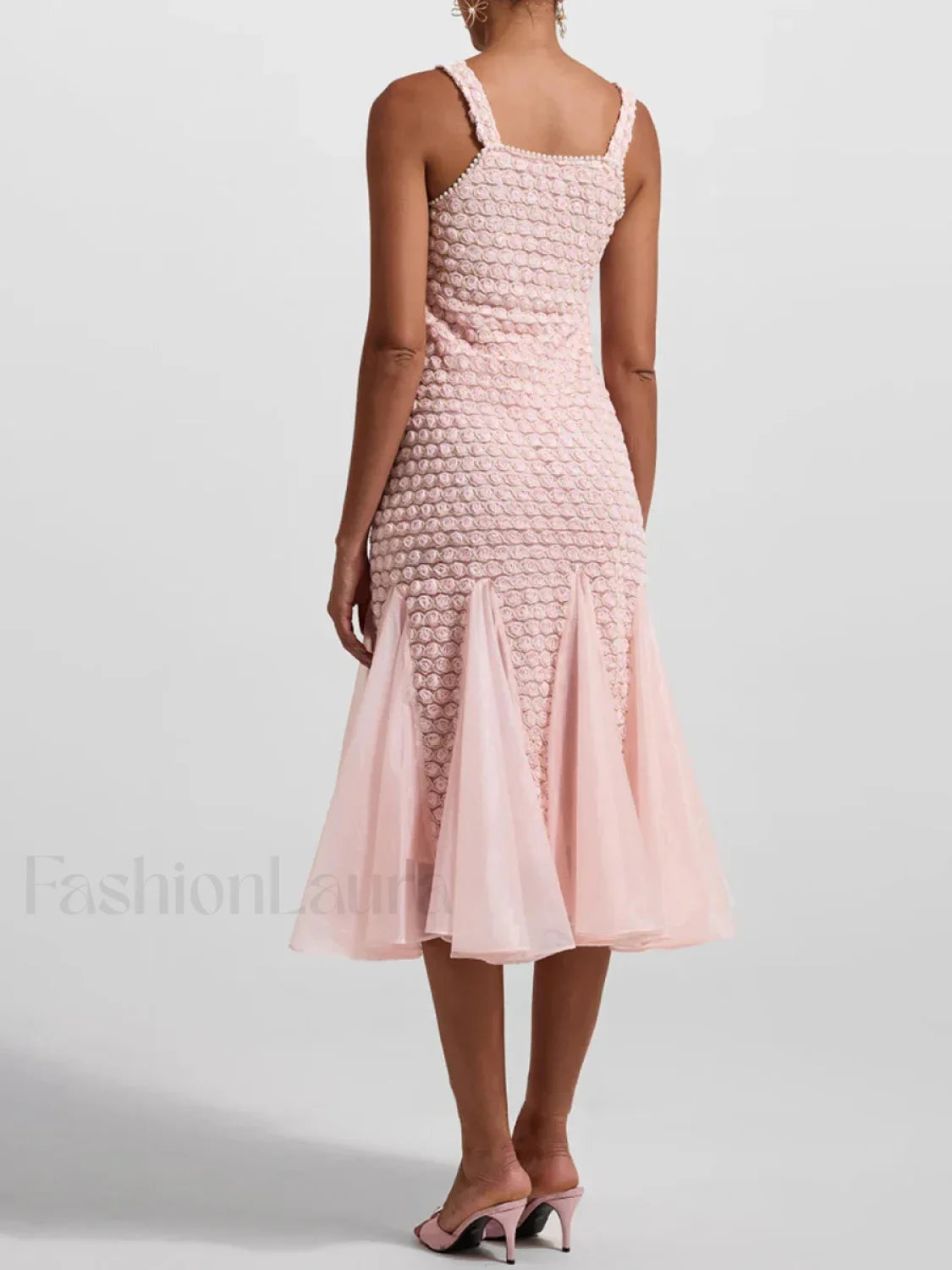 3D Floral Mesh Midi Dress Secondary image