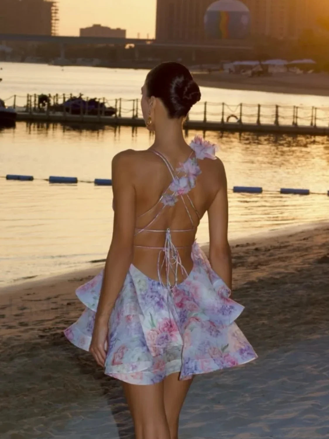 3D Floral Ruffled Mini Dress Main image