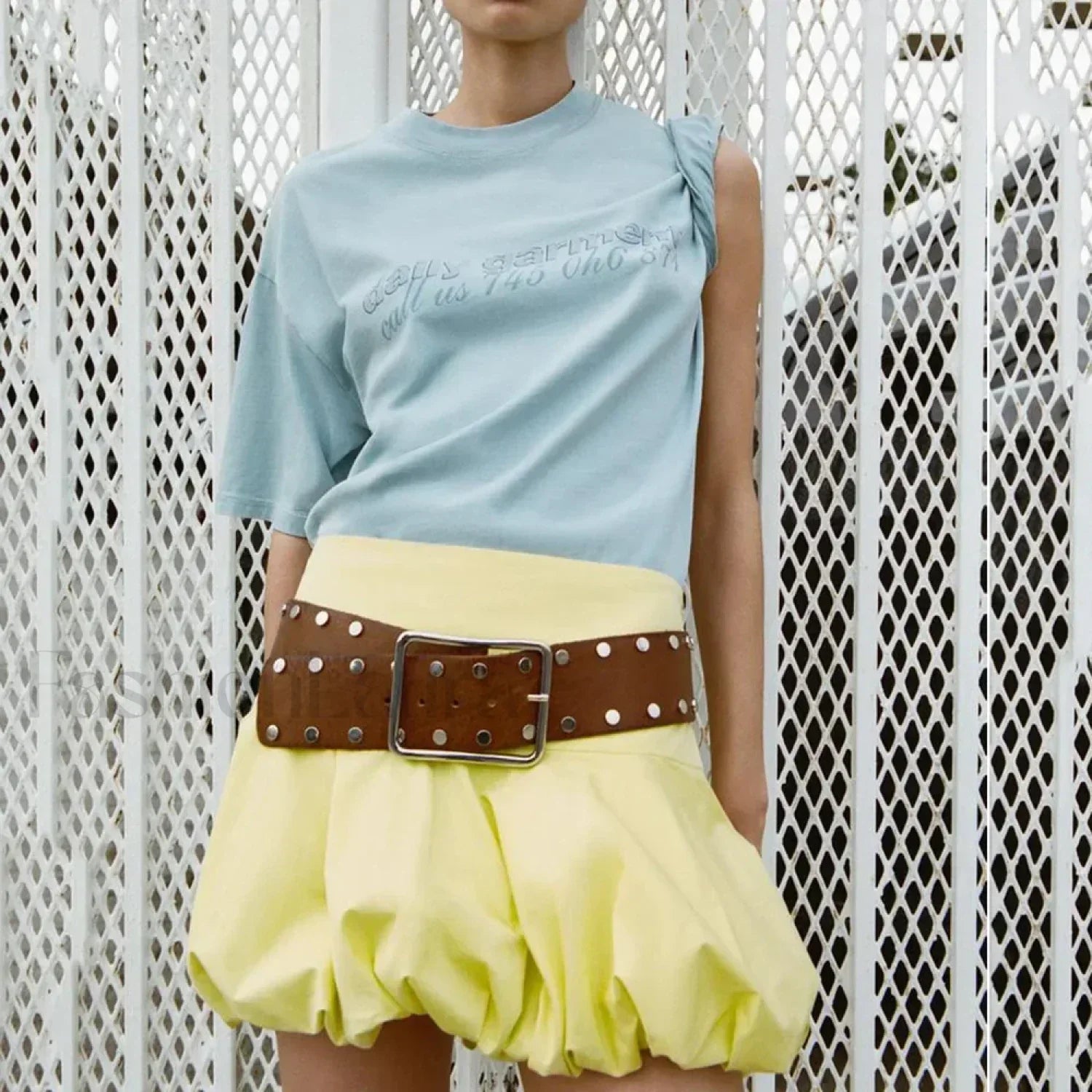 3D Flower Denim Micro Skirt Yellow / XS Main image