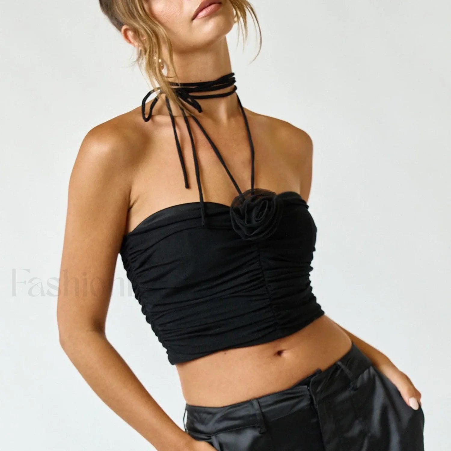 3D Flower Halter Crop Top Secondary image