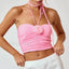 3D Flower Halter Crop Top Pink / S