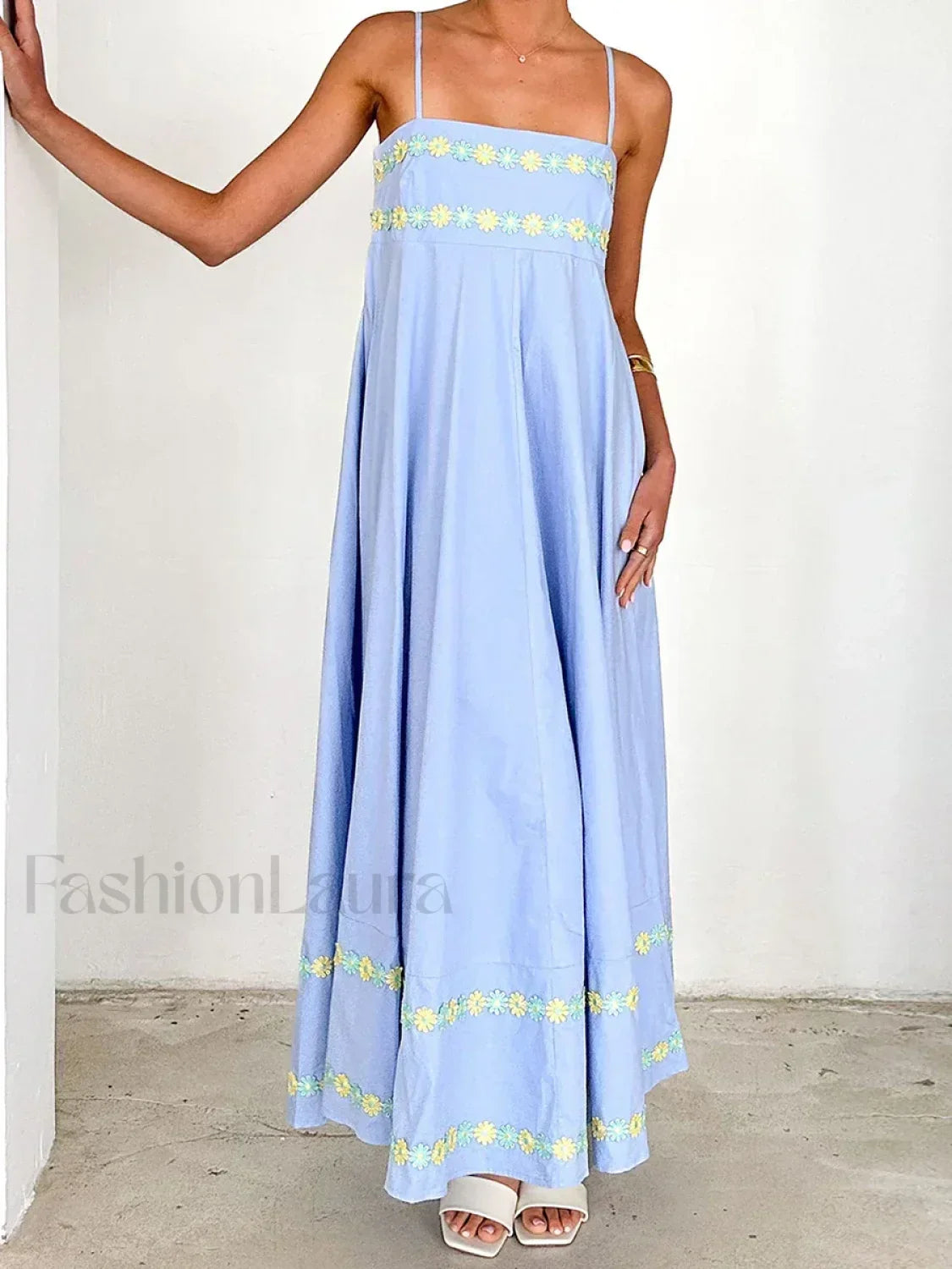 3D Flower Loose A Line Maxi Dress Main image