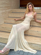 3D Flower Patchwork Halter Maxi Dress