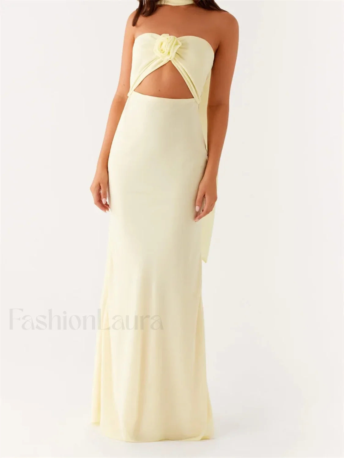 3D Flower Patchwork Tube Maxi Dress pink2 / S Main image