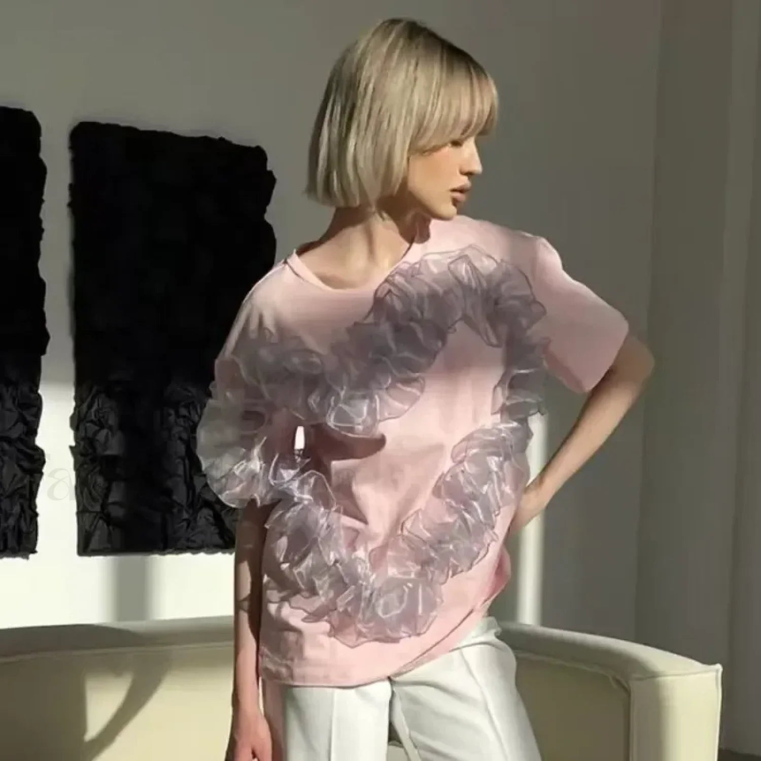 3D Love Flower Cotton T Shirt