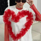 3D Love Flower Cotton T Shirt white 2 / S