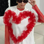 3D Love Flower Cotton T Shirt white 2 / S