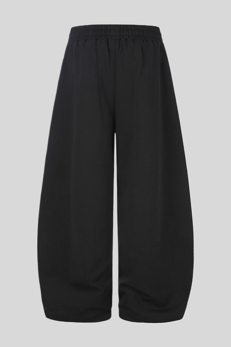 Distressed Typography Barrel Leg Pants