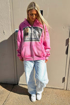 Retro Graphic Loose Fit Zip Hoodie