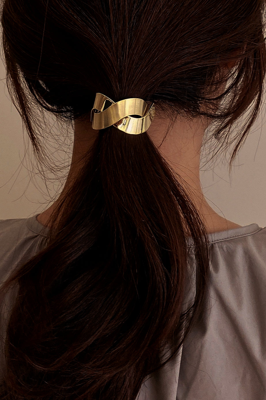 Geometric High-Stretch Metal Accent Hair Cuff Secondary image