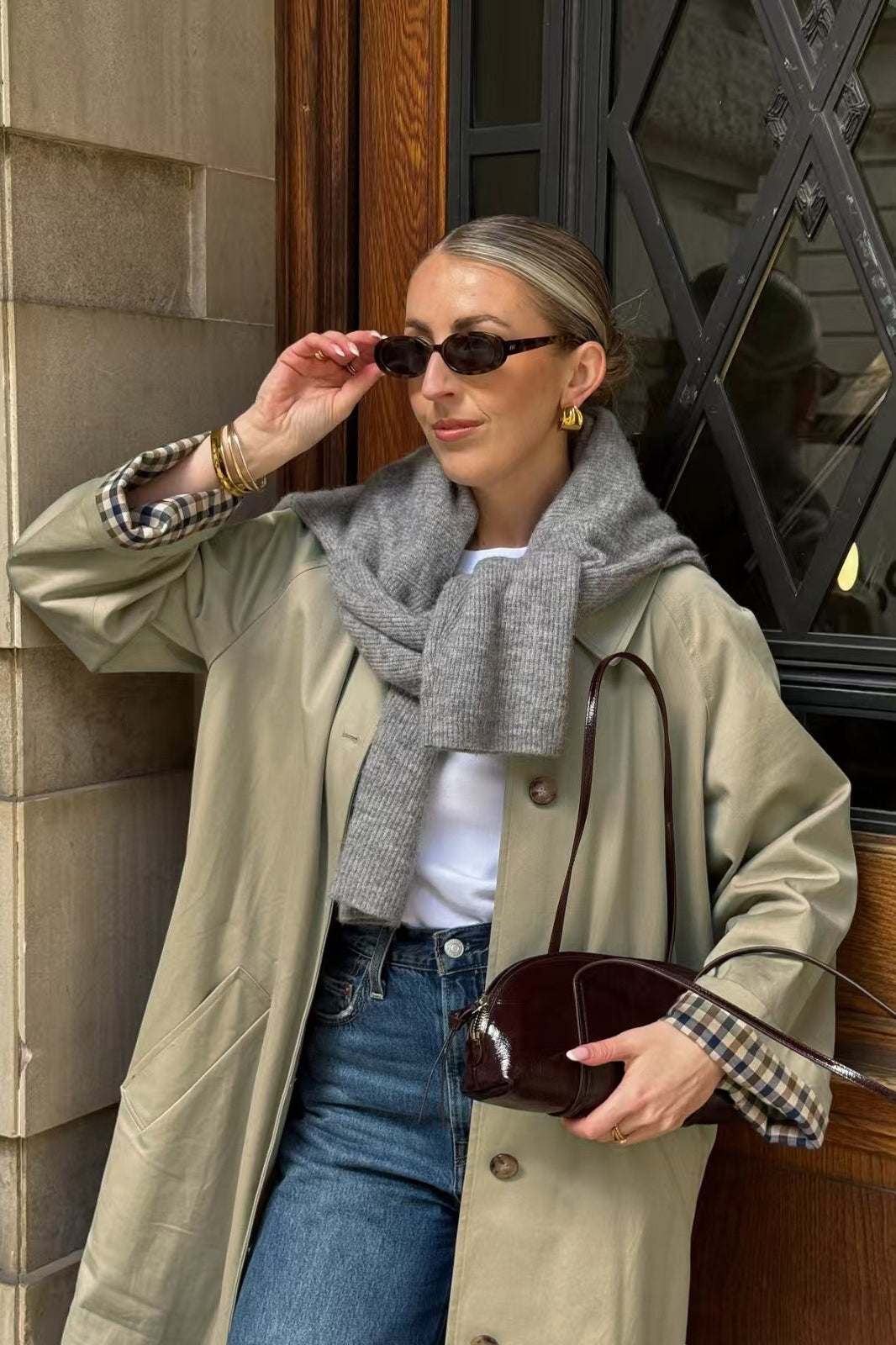 Plaid Insert Relaxed Overcoat Main image