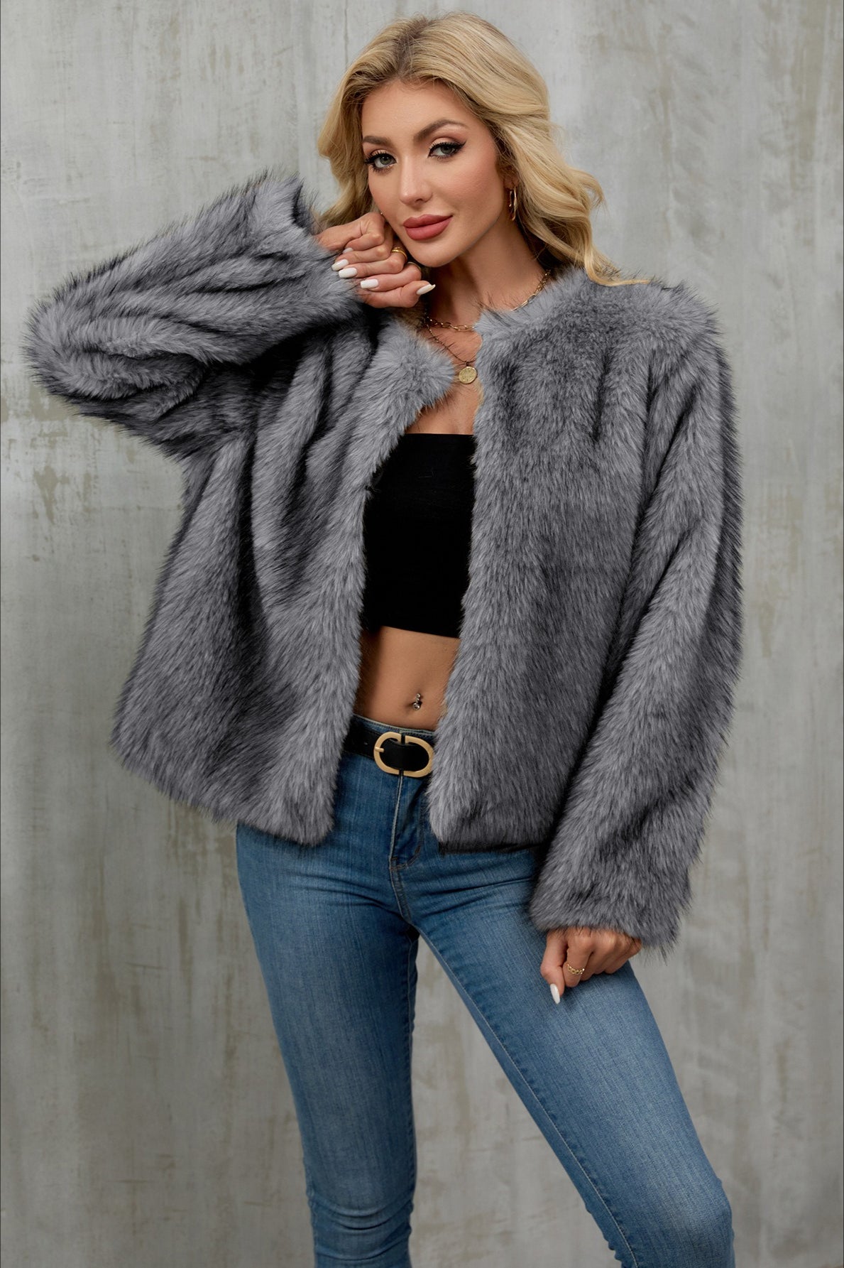 Plush Short Fur Open Cardigan Coat Secondary image