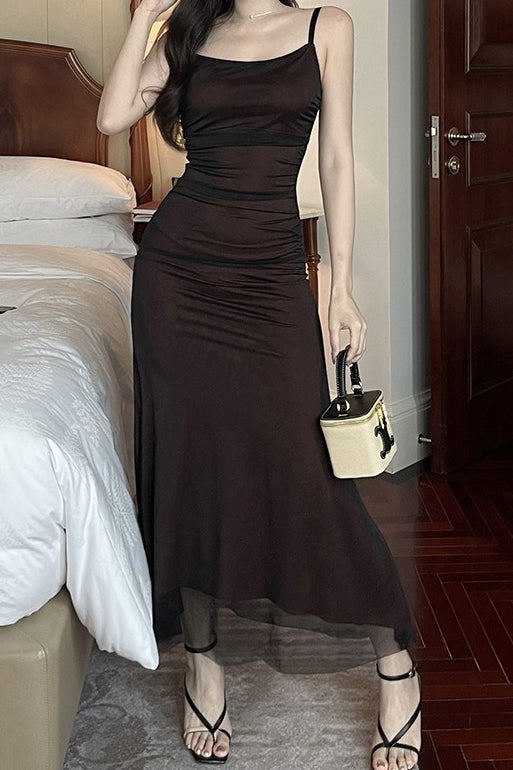 Ruched Contrast Trim Slip Cocktail Dress