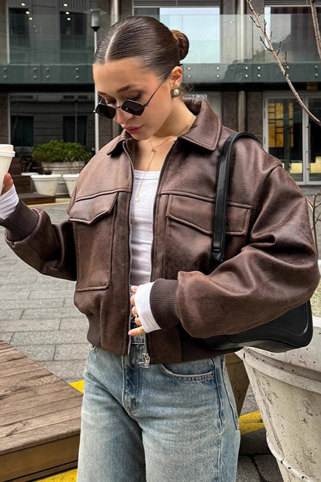 Clean Line Large Pocket Pilot Jacket XS / Brown Main image