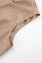 Brown Striped Two Piece Vest Pants Set