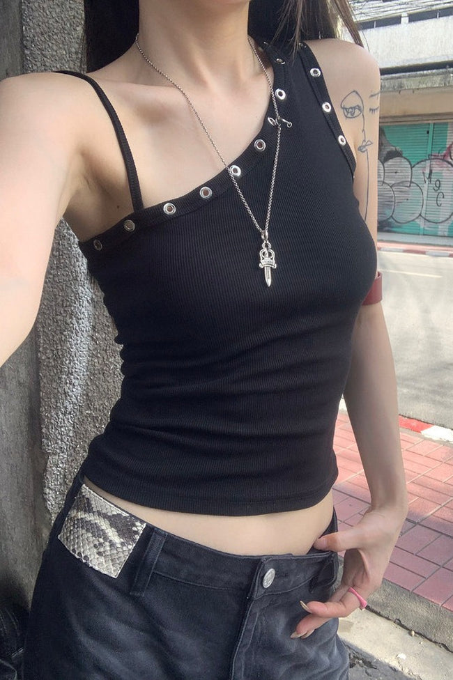One Shoulder Sling Slinky Chic Crop Top Main image