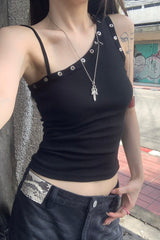 One Shoulder Sling Slinky Chic Crop Top