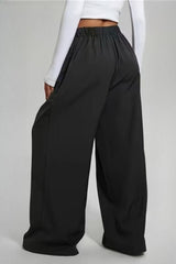 Mid Rise Pleated Fluid Wide Leg Pants