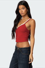 Faux Two Piece Bow Lace Sweet Crop Top