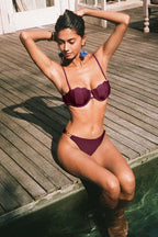 Sexy Solid Color Metal Detail Triangle Bikini Set