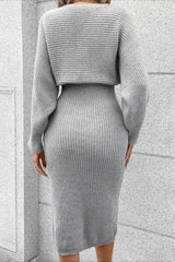Two-Piece Knit Sweater Vest & Cardigan Dress Sweater Dress
