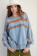 Striped Graphic Crew Neck Sweatshirt