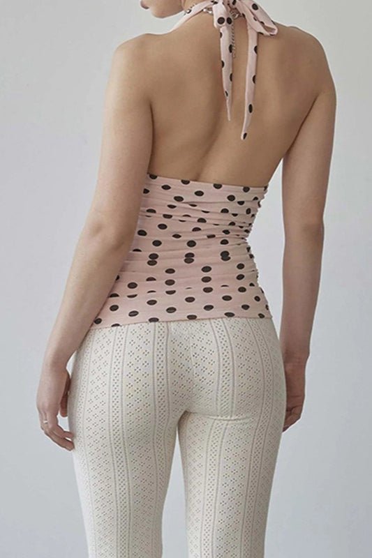 V Neck Halter Polka Dot Blouse Secondary image