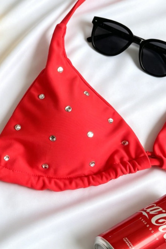 Chic Diamond Detail Cutout Bikini Set