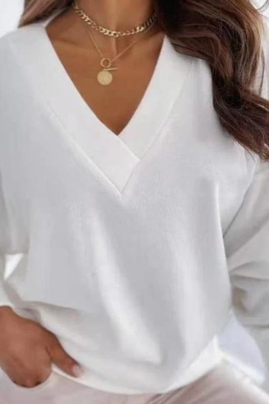 V Neck Button Knit Pullover Sweater White / S Main image