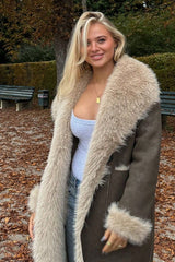 Two Sided Long Faux Fur Overcoat