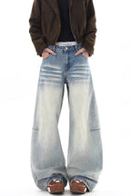 Striped Side Panel Wide Leg Jeans