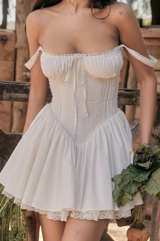Spaghetti Strap Lace Trim Ballet A Line Sleeveless Mini Dress Main image