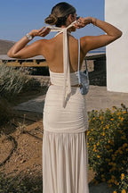 Chic Solid V Neck Mesh Slit Skirt Set