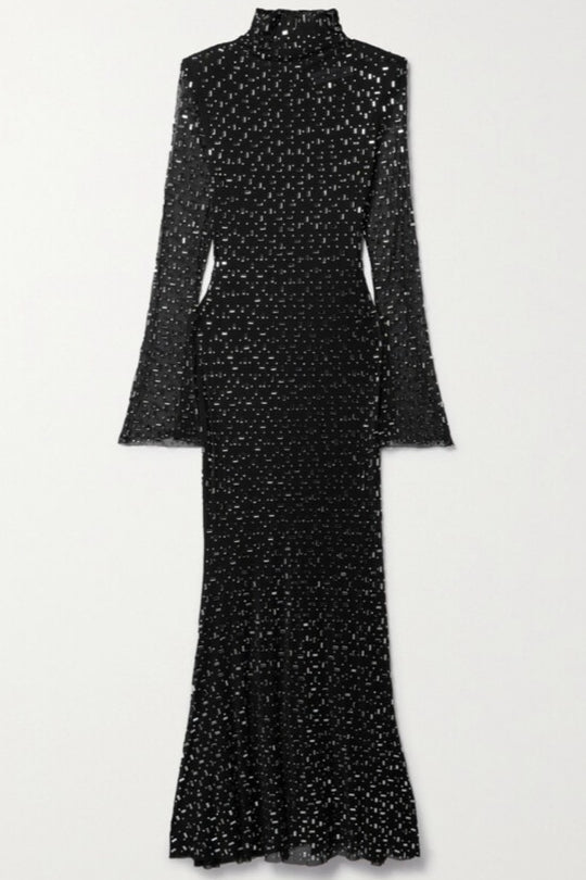 Rhinestone Long Sleeve Mermaid Formal Dress
