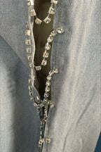 Rhinestone Cutout Wide Leg Jeans