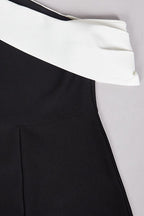 Bandage One-shoulder Color Block Bow Cocktail Dress