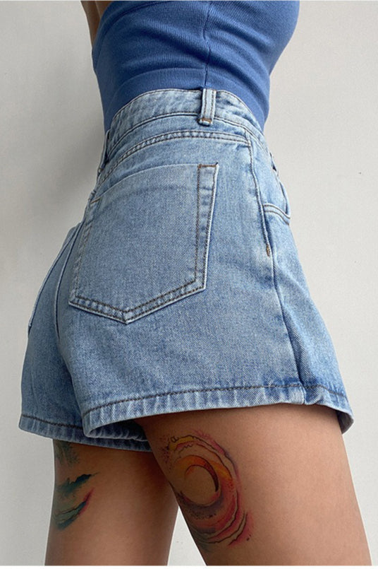 High Waist A Line Denim Skort Secondary image