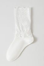 Lace Sheer Mesh Bowknot Frilly Crew Socks