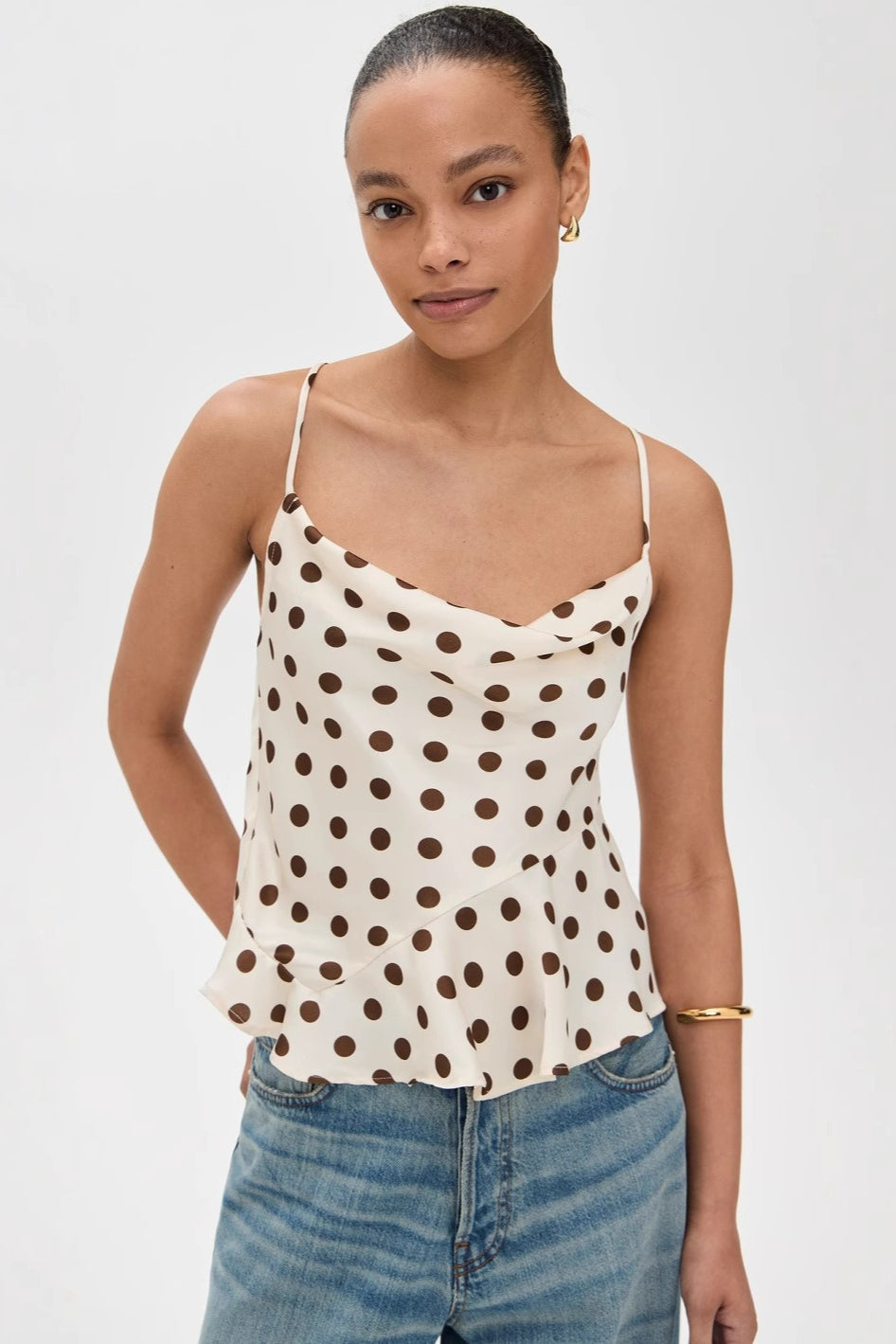 Polka Dot Ruffle Strap Cami Top Main image