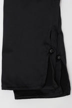 Deep V Neck Waist Cinched Ruffle Hem Shoulder Pad Blouse