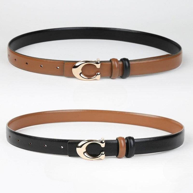 Color Block Reversible Double Sided Belt